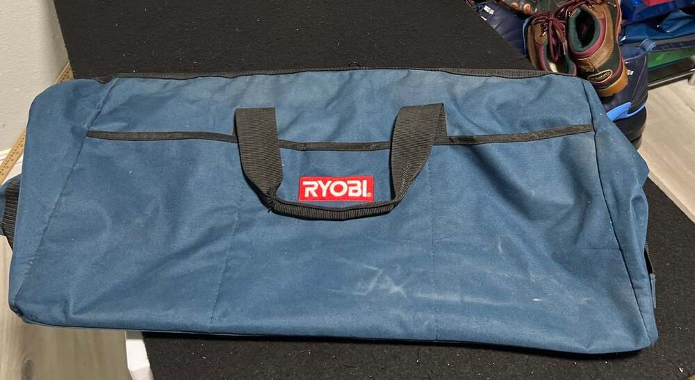 XL Ryobi Tool Bag 25”x12” Opens Wide Handle Zip Top Preowned Used Bottom Base